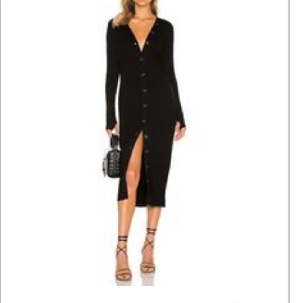 Enza costa rib cardigan Dress in black